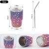 Credrink  Mini Tumbler Shot Glass Diamond Shot Glass Stainless Steel Bling Tumbler with Straw and Lid Shot Glass Tumbler for Champagne Cocktails Beer Parties Travel