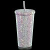 Credrink Studded Bling Diamond Tumbler Glitter Water Bottle with Lid Stainless Steel Vacuum Thermal Straw Tumbler Rhinestone Tumbler