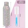 Credrink Diamond Water Bottle 25 oz Cute Rhinestone Water Bottles for Women Stainless Steel Bling Tumbler Refillable Bling Cups with Rhinestones Crystal Insulated Bottles with Sponge Cup Brush