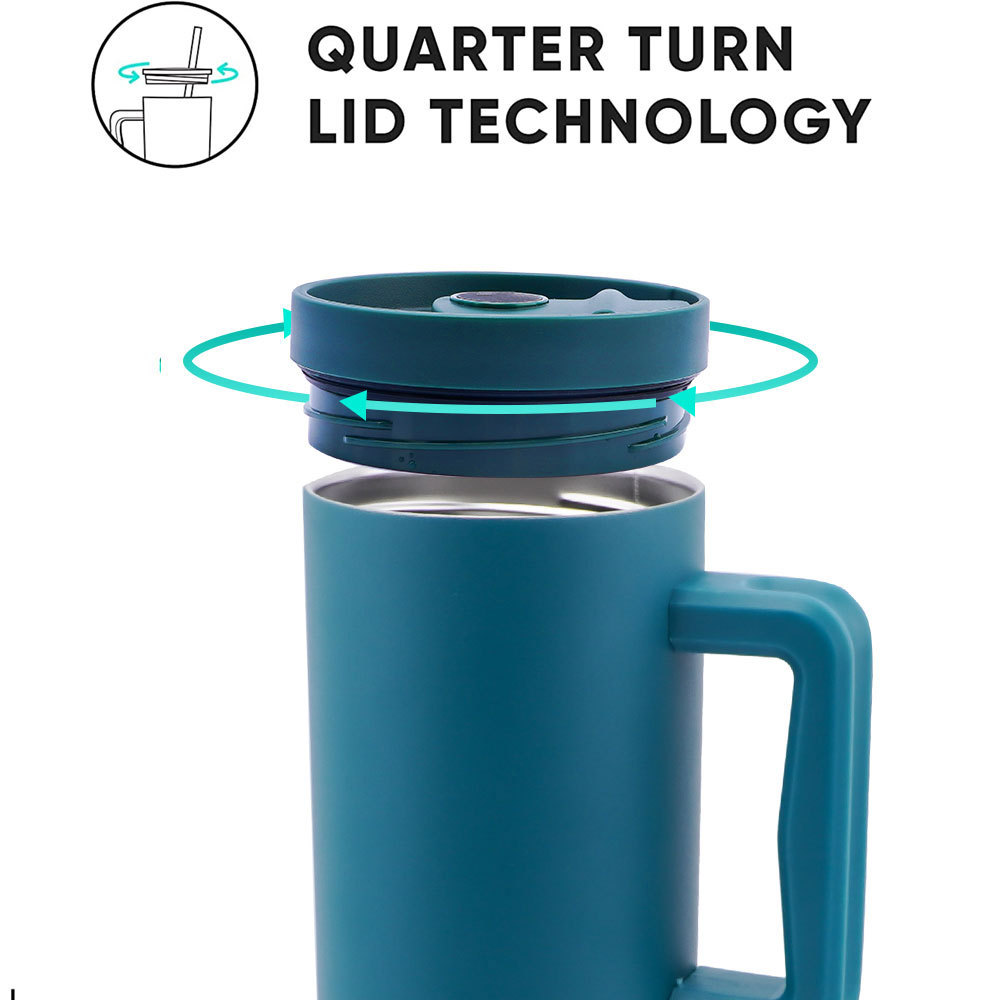 Gobelet Credrink de 40 oz avec poignée et paille Gobelet isotherme 100 % étanche avec couvercle et paille Tasse de voyage en acier inoxydable