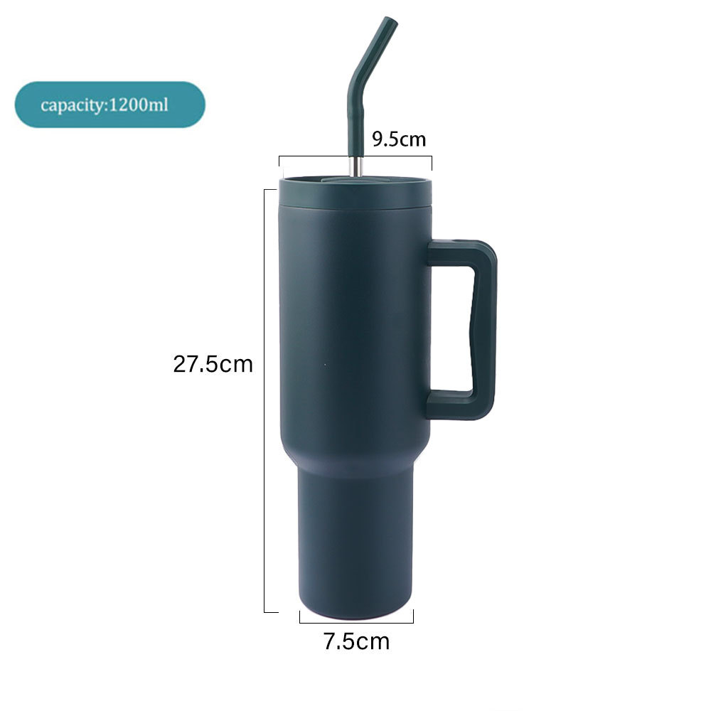 Gobelet Credrink de 40 oz avec poignée et paille Gobelet isotherme 100 % étanche avec couvercle et paille Tasse de voyage en acier inoxydable