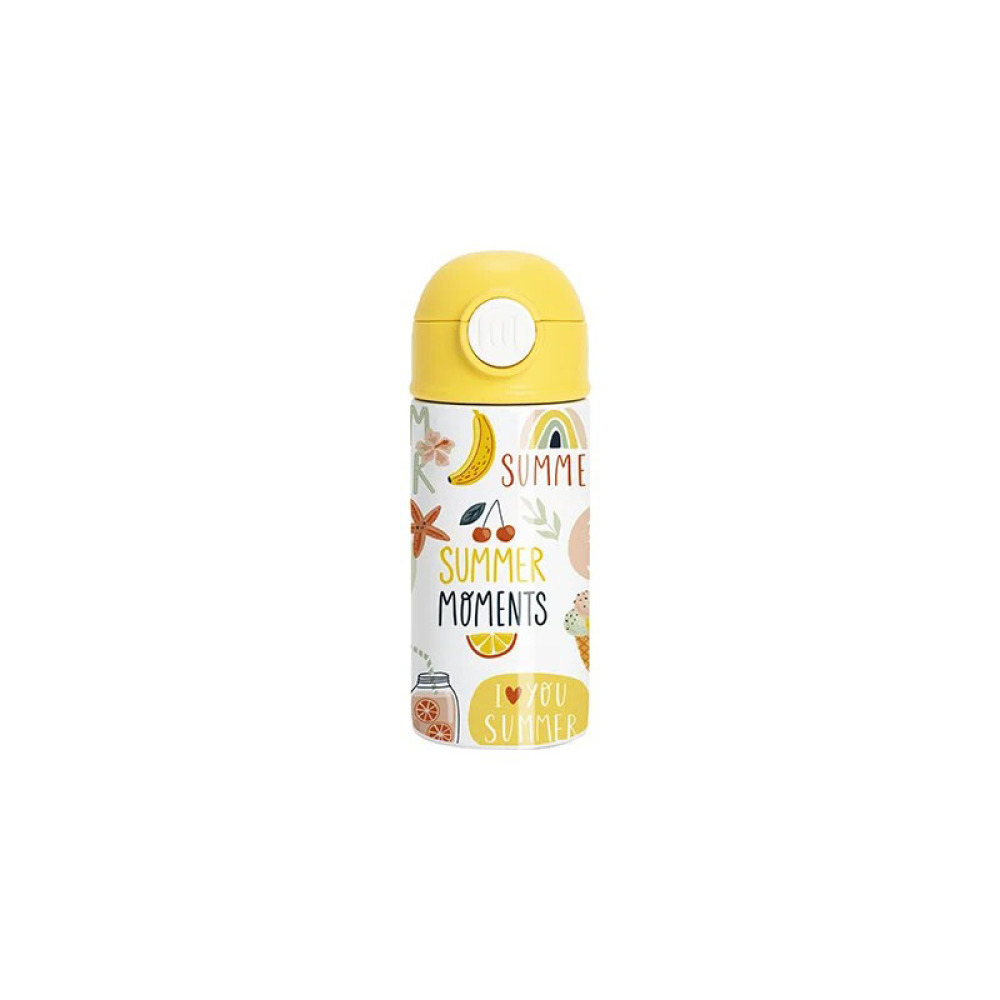 Credrink Factory Direct wholesale Sublimation blank 12oz/360ml Kids Stainless Steel Water Bottle With Plastic Straw & Yellow Cap(White)
