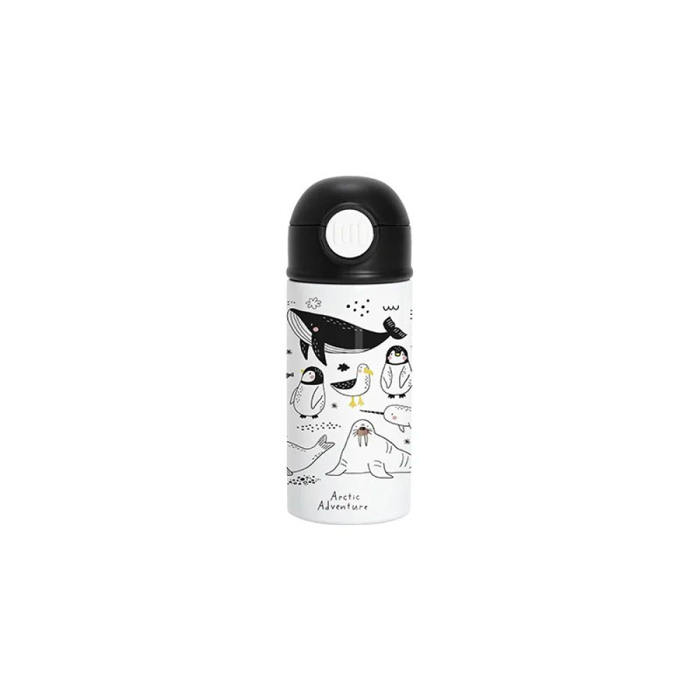 Credrink Factory Direct wholesale Sublimation blank 12oz/360ml Kids Stainless Steel Water Bottle With Plastic Straw & black Cap(White)