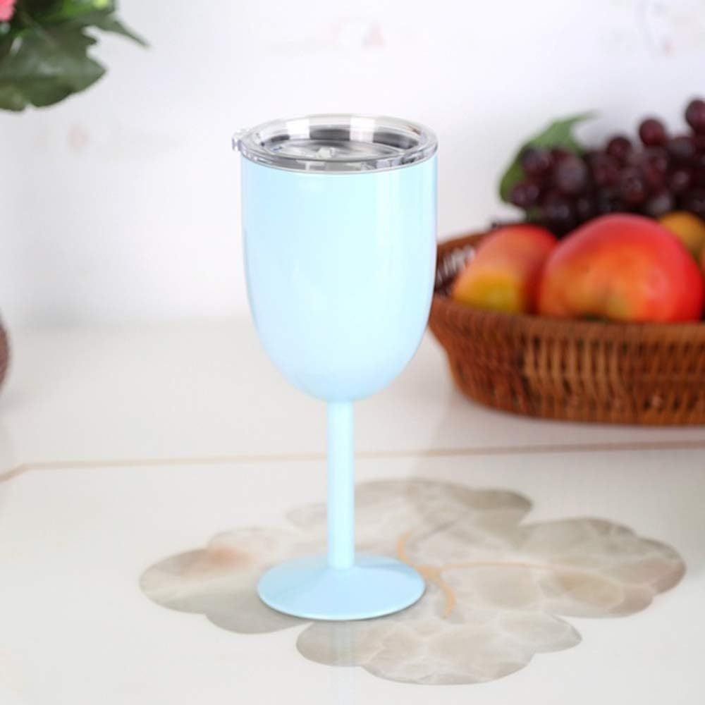 Verres à vin en acier inoxydable Credrink avec couvercle Verre à cocktail à double paroi isolé sous vide Verre à vin Idéal pour le vin rouge et blanc Cadeau 300 ml