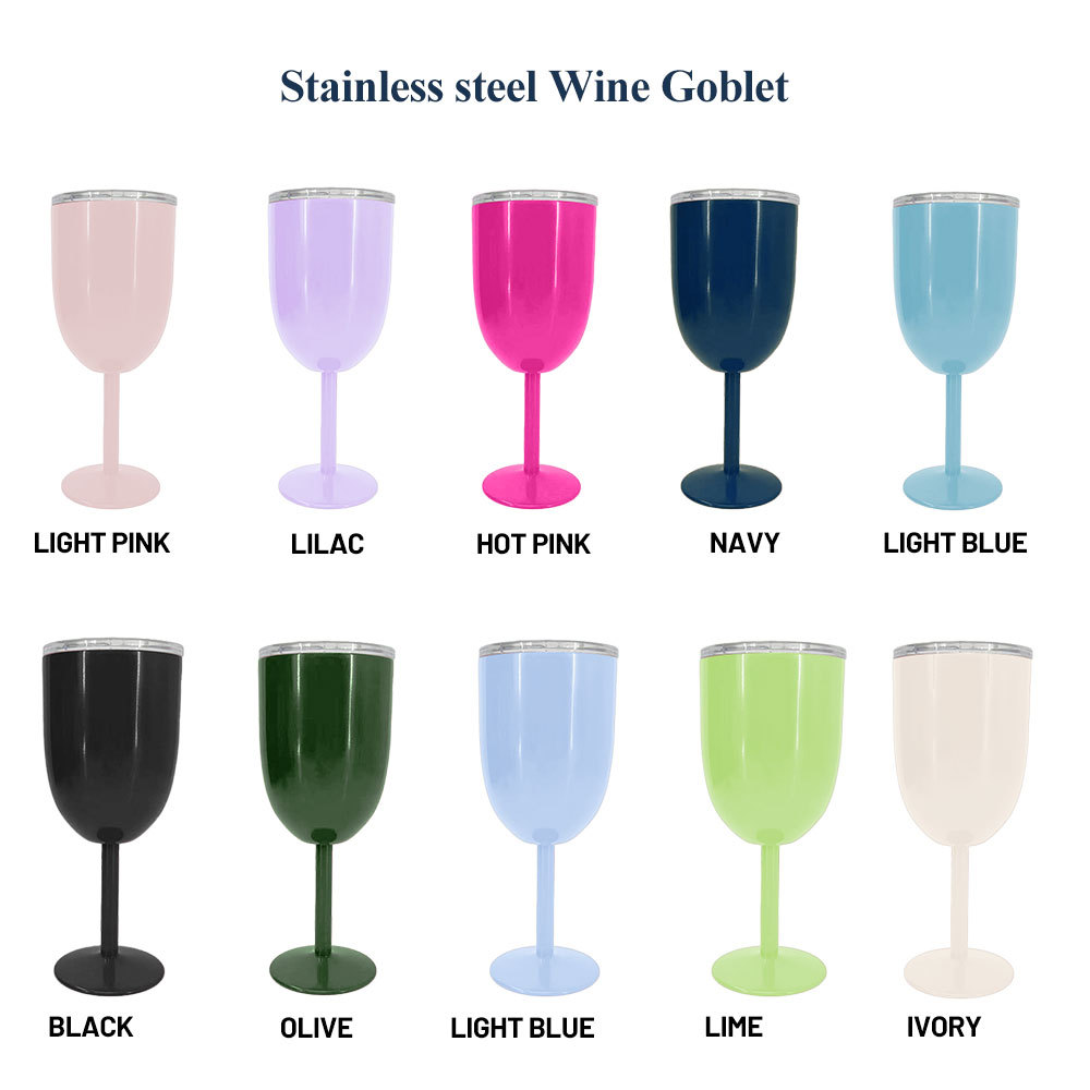 Verres à vin en acier inoxydable Credrink avec couvercle Verre à cocktail à double paroi isolé sous vide Verre à vin Idéal pour le vin rouge et blanc Cadeau 300 ml