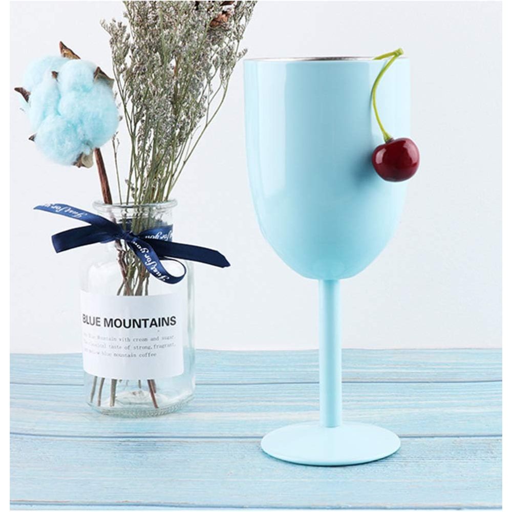 Verres à vin en acier inoxydable Credrink avec couvercle Verre à cocktail à double paroi isolé sous vide Verre à vin Idéal pour le vin rouge et blanc Cadeau 300 ml