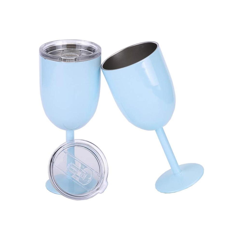 Verres à vin en acier inoxydable Credrink avec couvercle Verre à cocktail à double paroi isolé sous vide Verre à vin Idéal pour le vin rouge et blanc Cadeau 300 ml