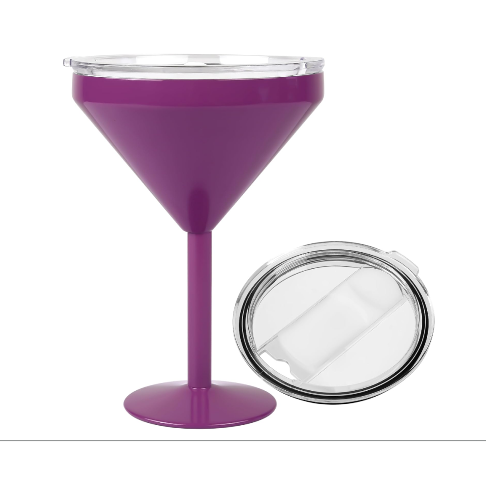 Vaso de Martini aislado de acero inoxidable de 270 ml de Credrink con tapa, vaso para bebidas frías