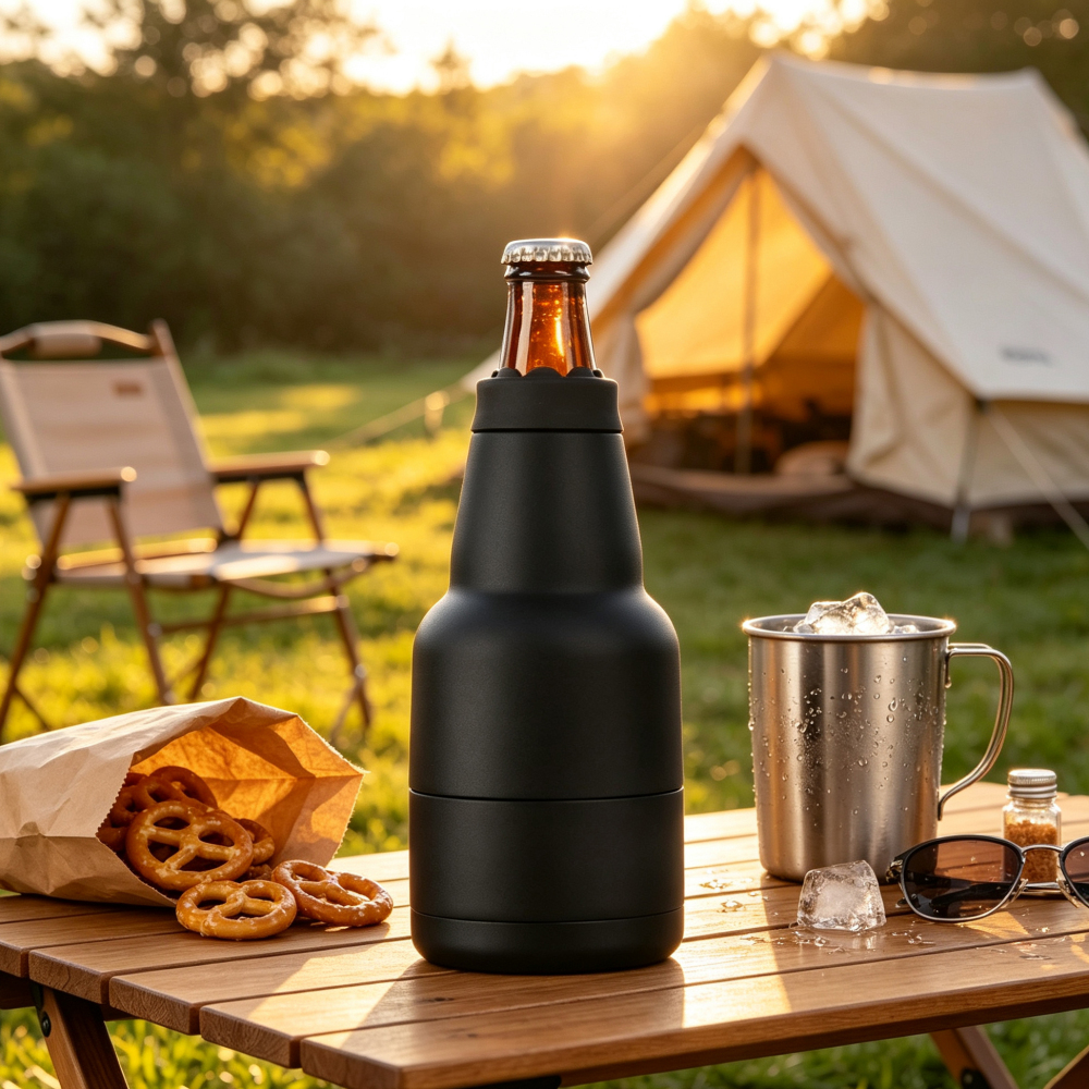 Credrink Factory Direct wholesale Custom logo print double wall stainless steel vacuum beer bottle holder insulated beer keeper with opener