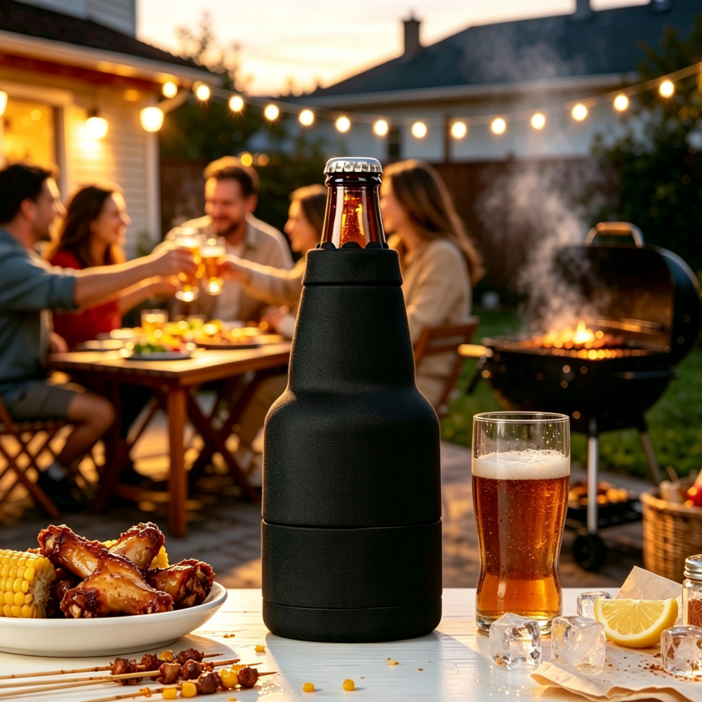 Credrink Factory Direct wholesale Custom logo print double wall stainless steel vacuum beer bottle holder insulated beer keeper with opener