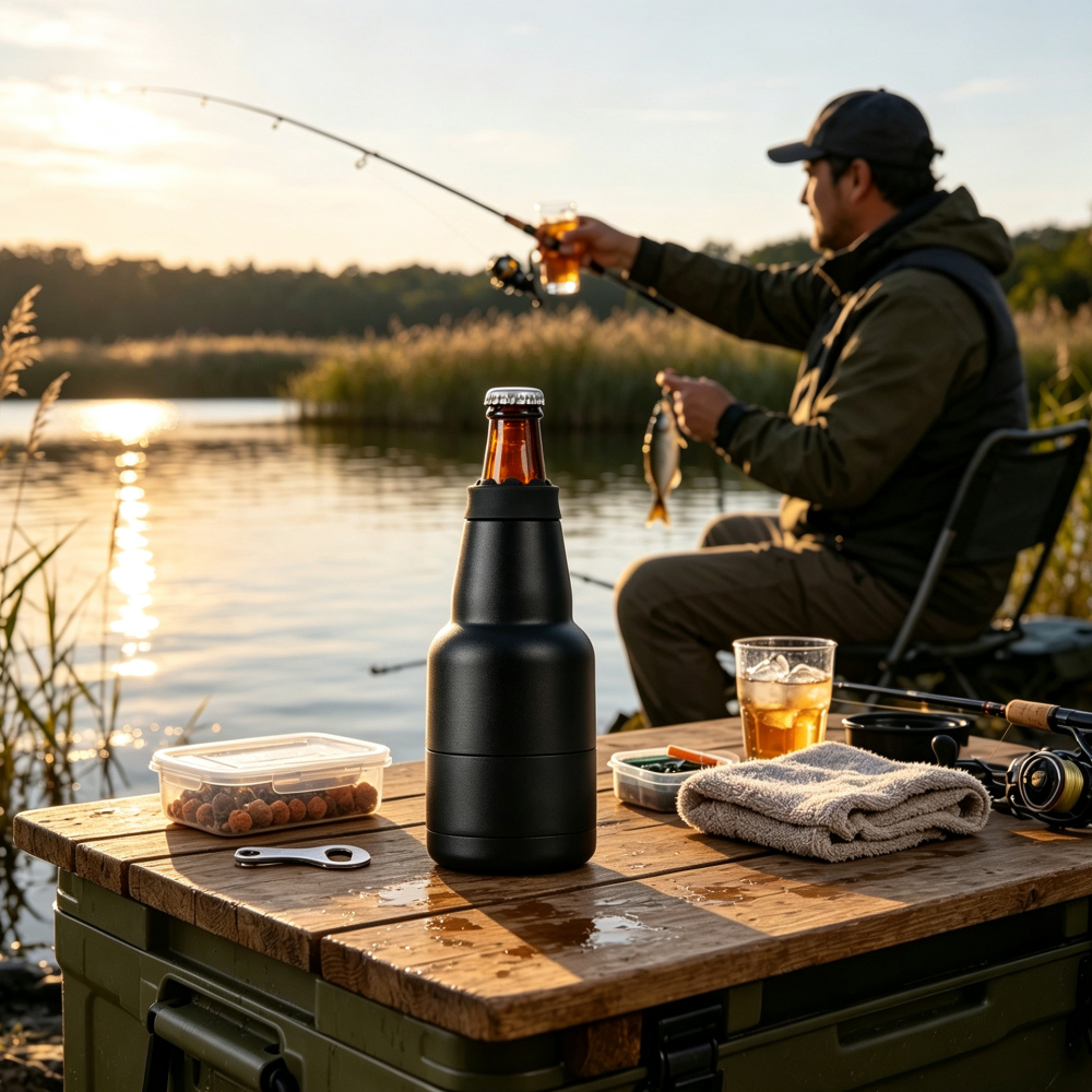 Credrink Factory Direct wholesale Custom logo print double wall stainless steel vacuum beer bottle holder insulated beer keeper with opener