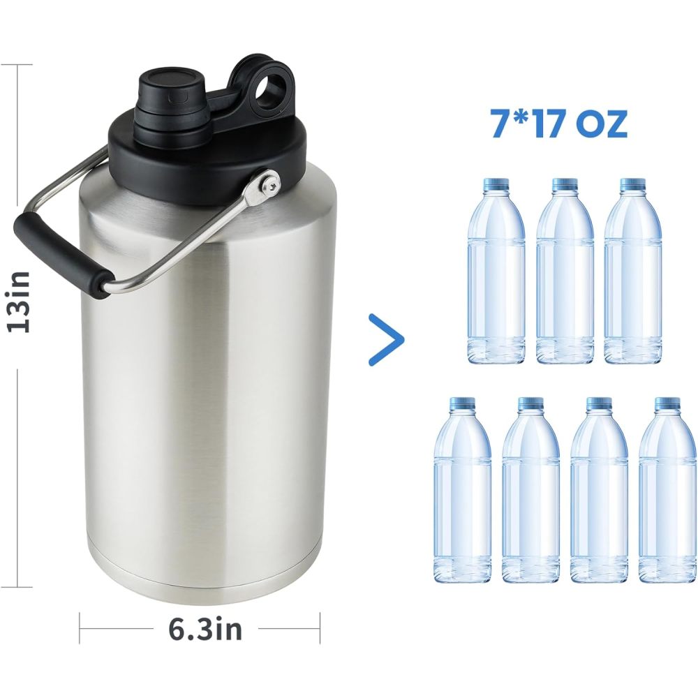 Bouteille isotherme en acier inoxydable de 1 oz avec pichet à eau de 128 gallon de Credrink, bouteille à large ouverture, double vide, lavable au lave-vaisselle, sans BPA, pour boissons chaudes et froides