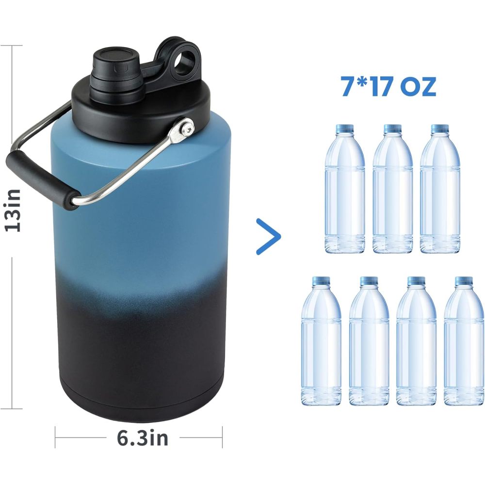 Bouteille isotherme en acier inoxydable de 1 oz avec pichet à eau de 128 gallon de Credrink, bouteille à large ouverture, double vide, lavable au lave-vaisselle, sans BPA, pour boissons chaudes et froides