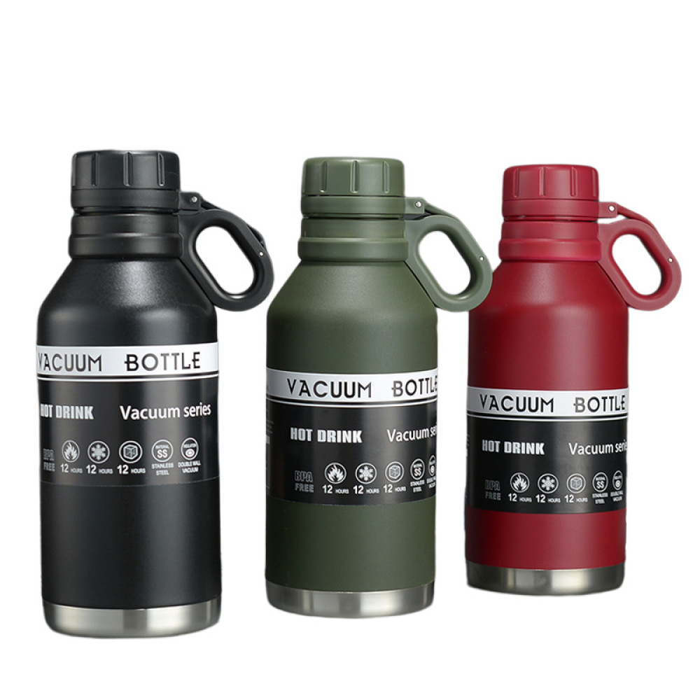 Credrink Growl'r 40oz Double paroi sous vide Triple isolation en acier inoxydable Growler avec poignée et bouchon à vis Adapté aux brasseries Garde la bière froide jusqu'à 48 heures