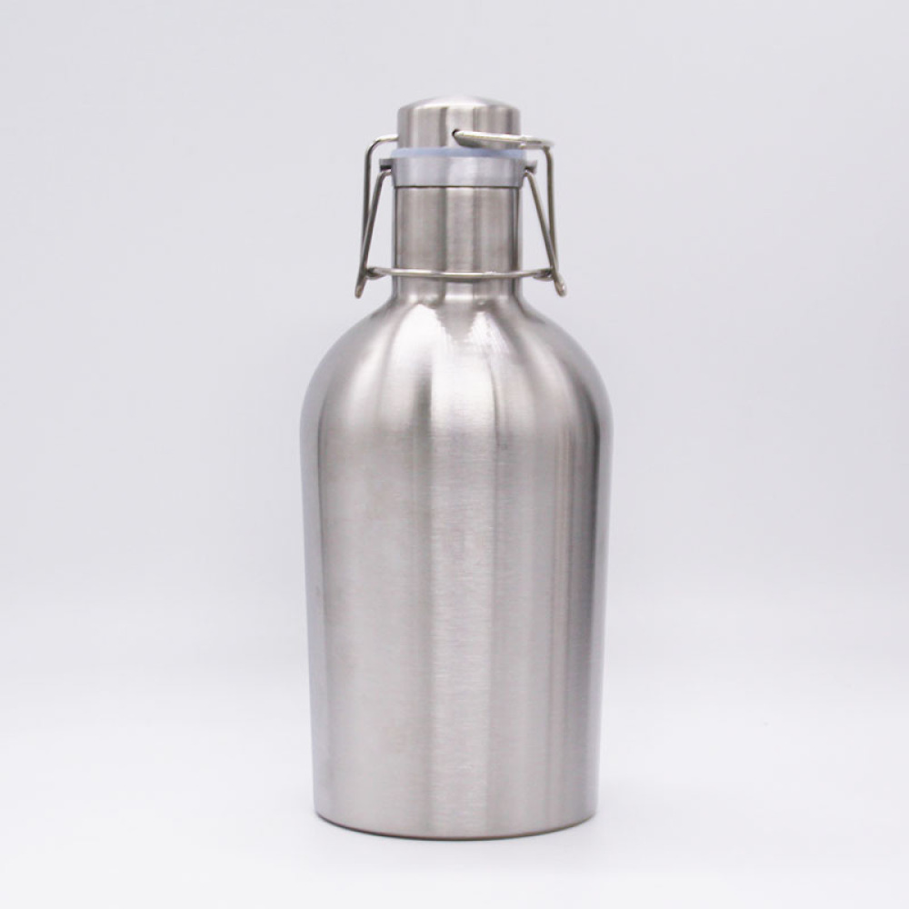 Growler à bière Credrink 64 oz 2 L à double paroi en acier inoxydable isolé sous vide avec couvercle rabattable anti-fuite