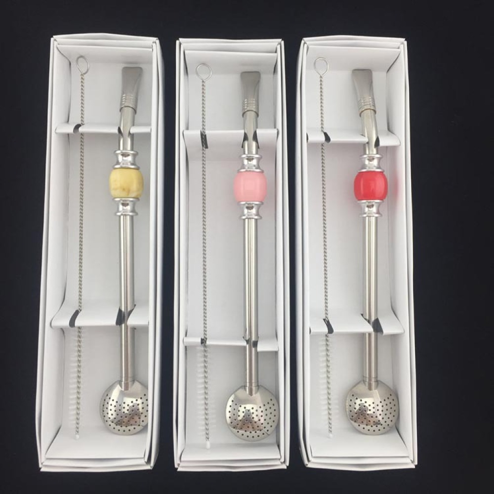 Pajitas Credrink Premium para Yerba Mate Bombilla Mate reutilizable de acero inoxidable con bolitas de colores Bombilla para tomar Mate y set de accesorios Bombilla con filtro de cabezal desmontable
