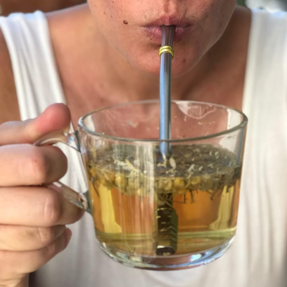 Bombilla tradicional sudamericana Credrink SET - Cepillo de limpieza incluido Diseño ergonómico para beber Yerba Mate Filtro removible para fácil limpieza