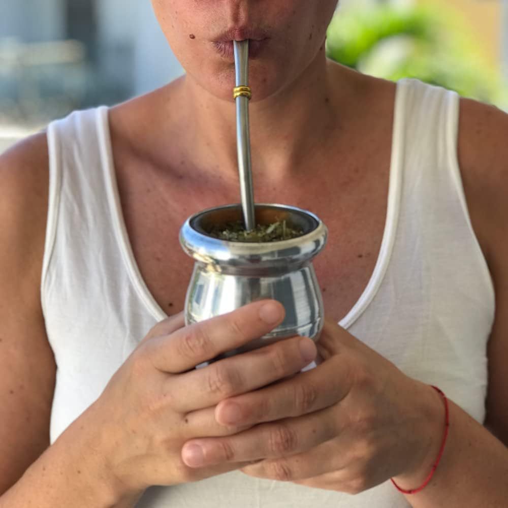 Bombilla tradicional sudamericana Credrink SET - Cepillo de limpieza incluido Diseño ergonómico para beber Yerba Mate Filtro removible para fácil limpieza