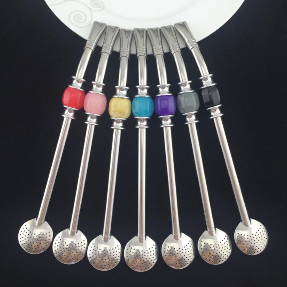 Pailles Credrink Premium Yerba Mate Paille Mate Bombilla réutilisable en acier inoxydable avec perles colorées Bombilla pour boire du Mate et accessoires pour ensemble Bombilla avec filtre à tête amovible