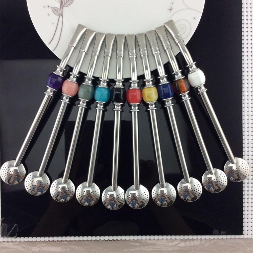 Pajitas Credrink Premium para Yerba Mate Bombilla Mate reutilizable de acero inoxidable con bolitas de colores Bombilla para tomar Mate y set de accesorios Bombilla con filtro de cabezal desmontable