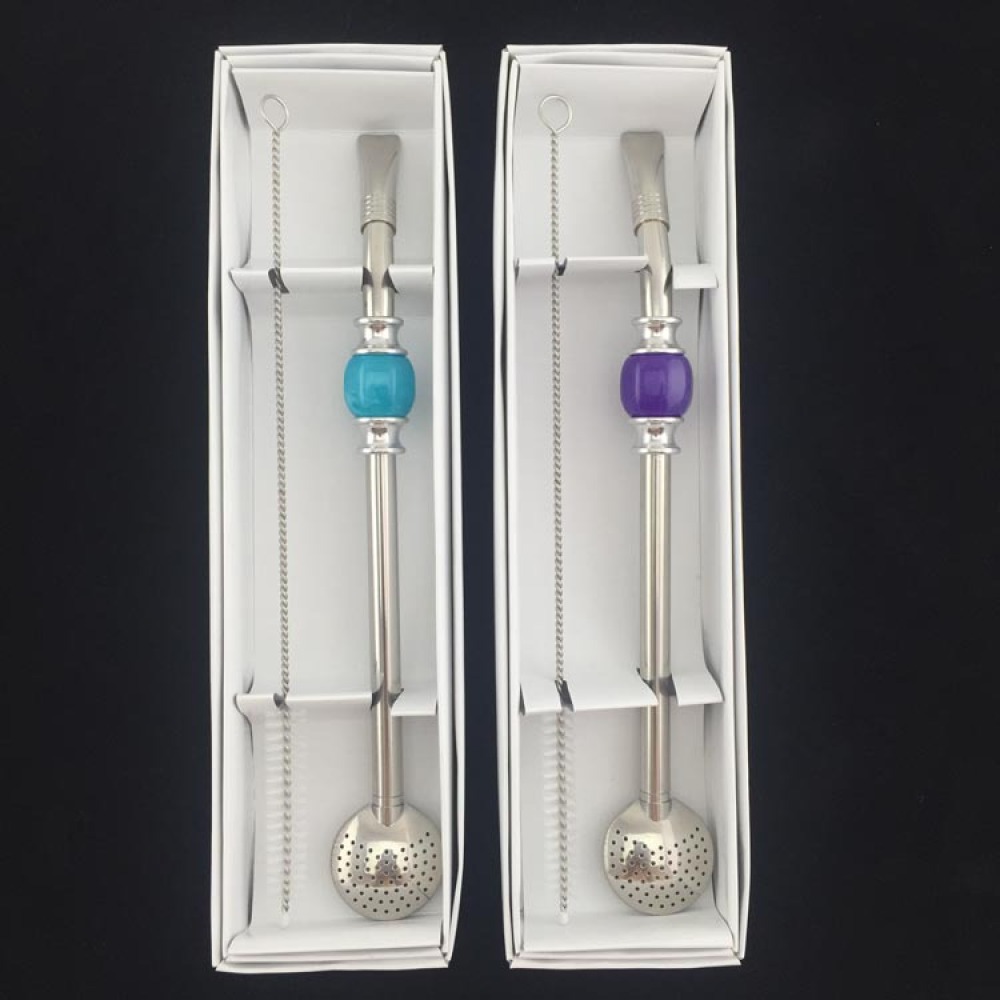 Pajitas Credrink Premium para Yerba Mate Bombilla Mate reutilizable de acero inoxidable con bolitas de colores Bombilla para tomar Mate y set de accesorios Bombilla con filtro de cabezal desmontable