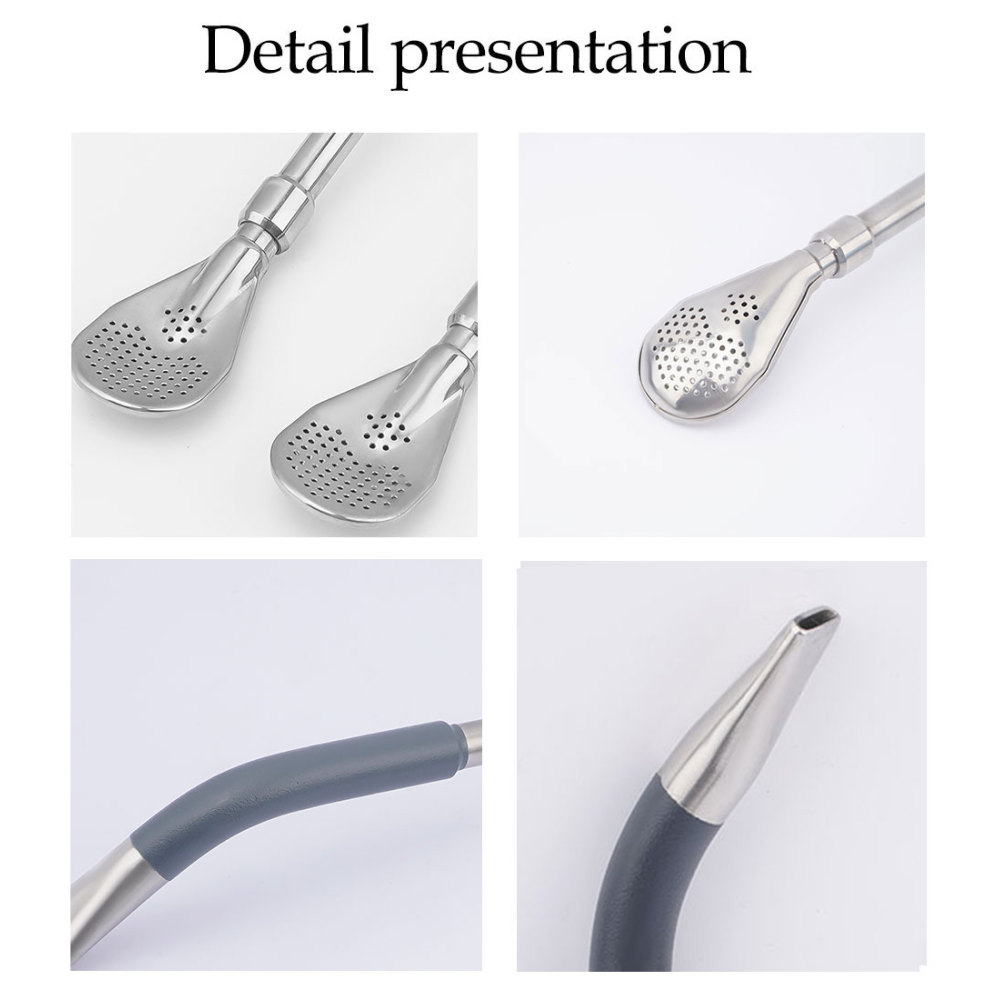 Bombilla de calabaza Credrink para yerba mate, filtro para beber, acero inoxidable 304 de grado alimenticio, cuchara de 19.5 cm de largo, bombillas, pajitas para juego de té de mate