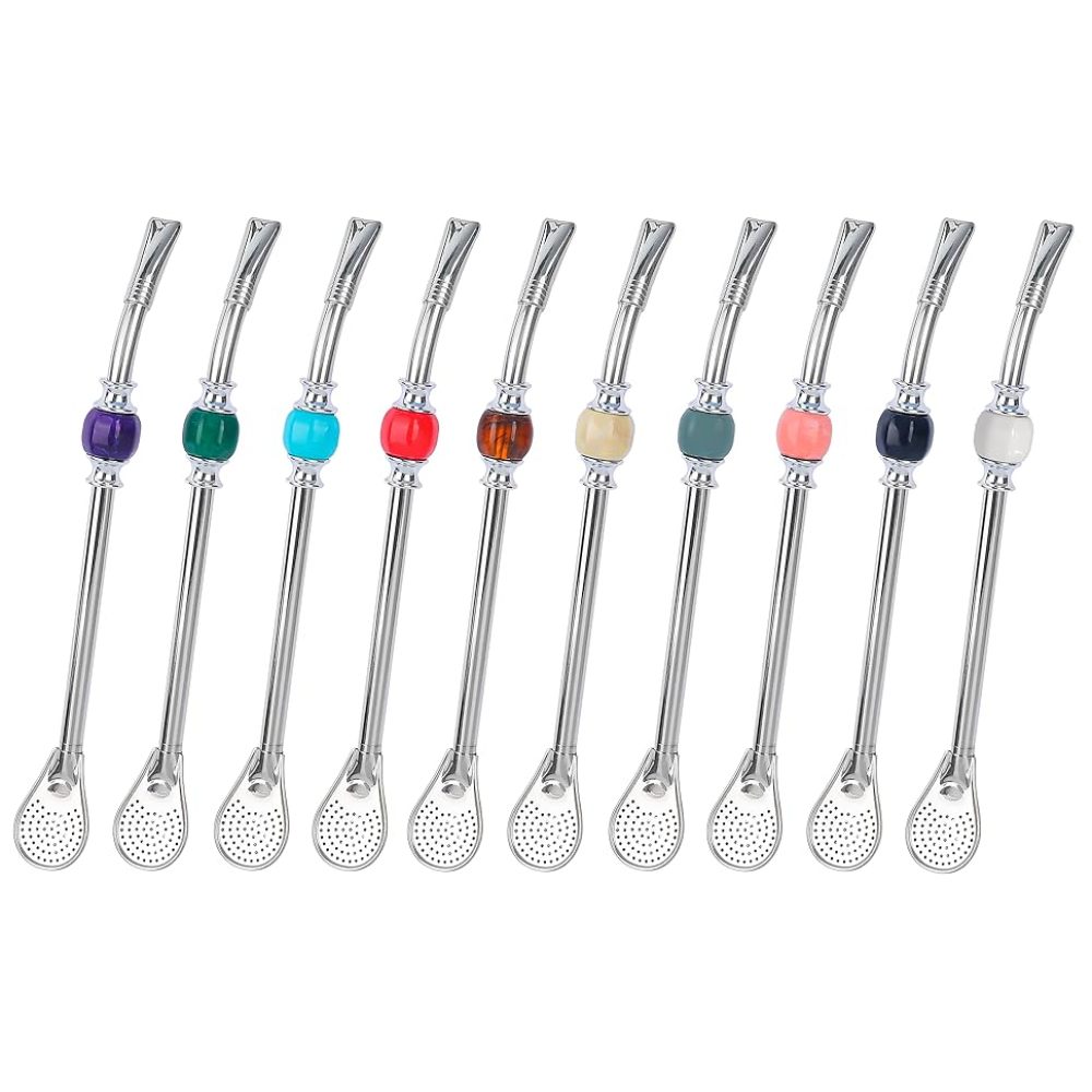 Pajitas Credrink Premium para Yerba Mate Bombilla Mate reutilizable de acero inoxidable con bolitas de colores Bombilla para tomar Mate y set de accesorios Bombilla con filtro de cabezal desmontable