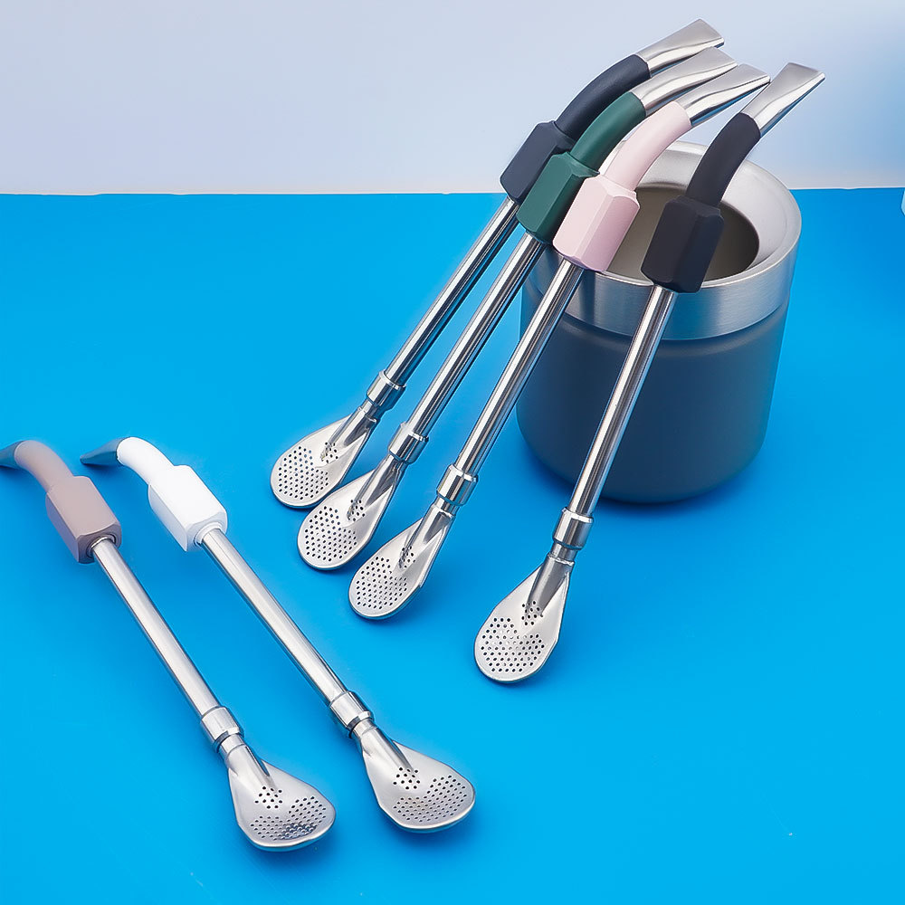 Bombilla de calabaza Credrink para yerba mate, filtro para beber, acero inoxidable 304 de grado alimenticio, cuchara de 19.5 cm de largo, bombillas, pajitas para juego de té de mate