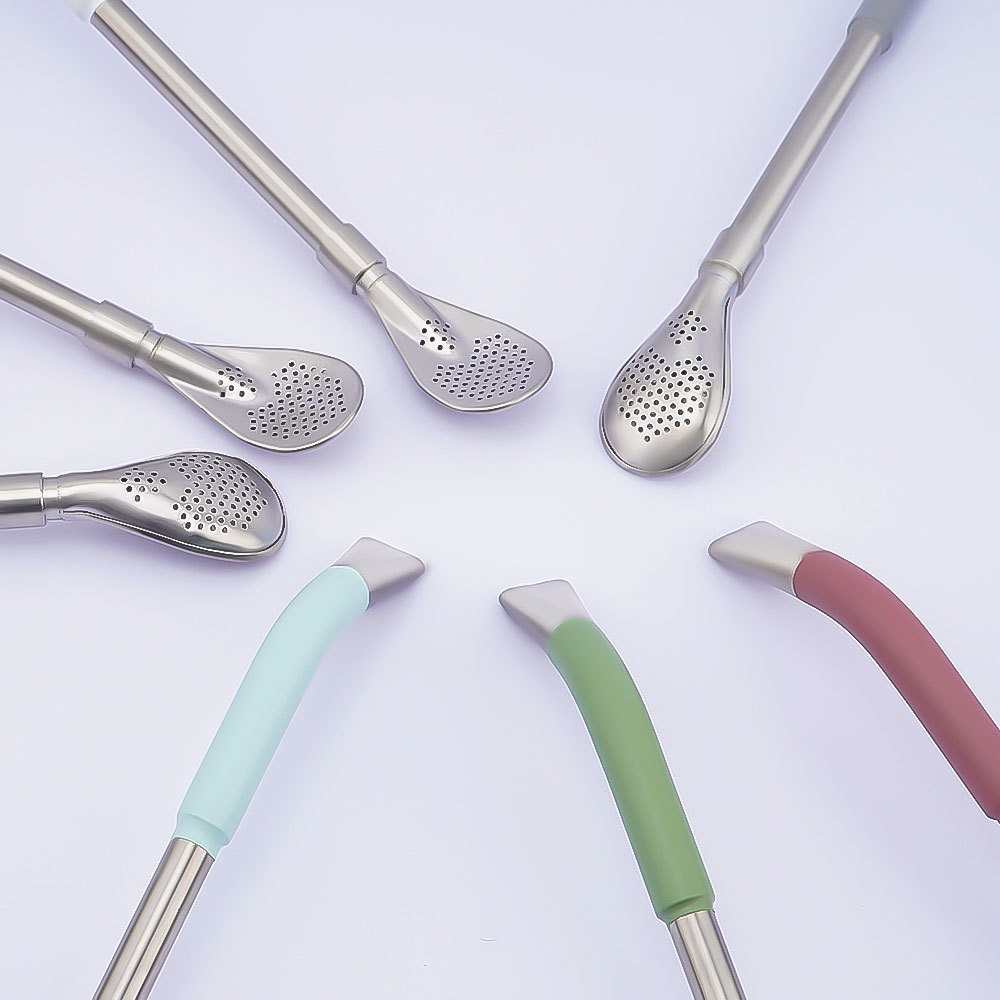 Bombilla de calabaza Credrink para yerba mate, filtro para beber, acero inoxidable 304 de grado alimenticio, cuchara de 19.5 cm de largo, bombillas, pajitas para juego de té de mate