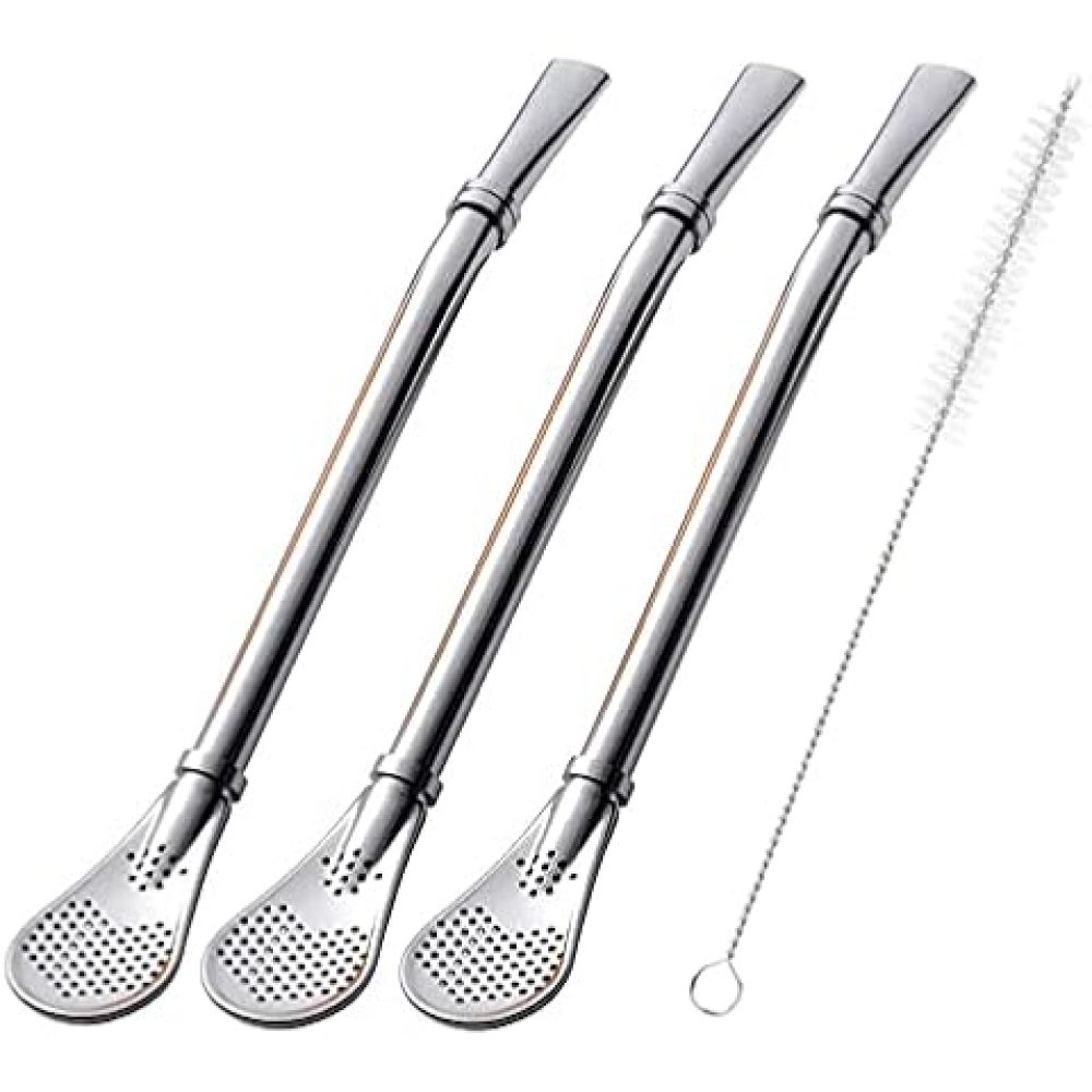 Bombilla de calabaza Credrink para yerba mate, filtro para beber, acero inoxidable 304 de grado alimenticio, cuchara de 6.1 pulgadas de largo, bombillas, pajitas para té mate