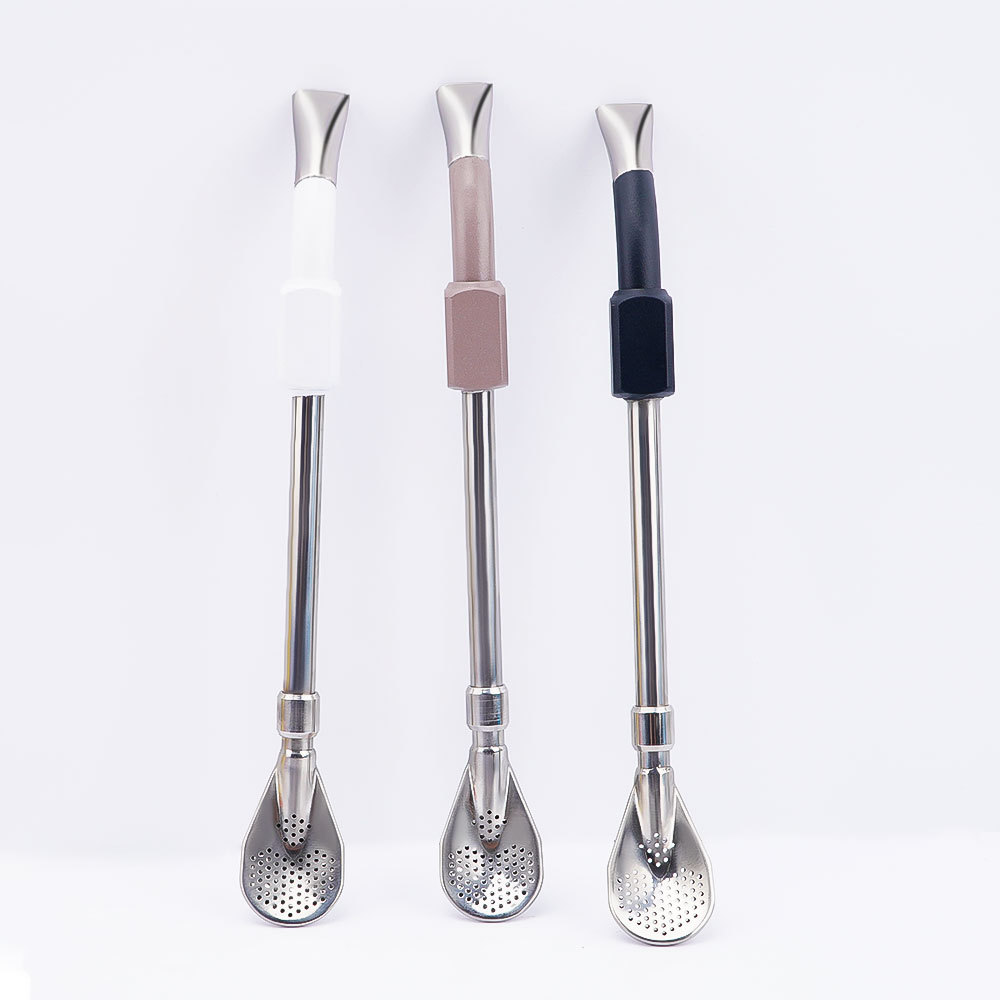 Bombilla de calabaza Credrink para yerba mate, filtro para beber, acero inoxidable 304 de grado alimenticio, cuchara de 19.5 cm de largo, bombillas, pajitas para juego de té de mate