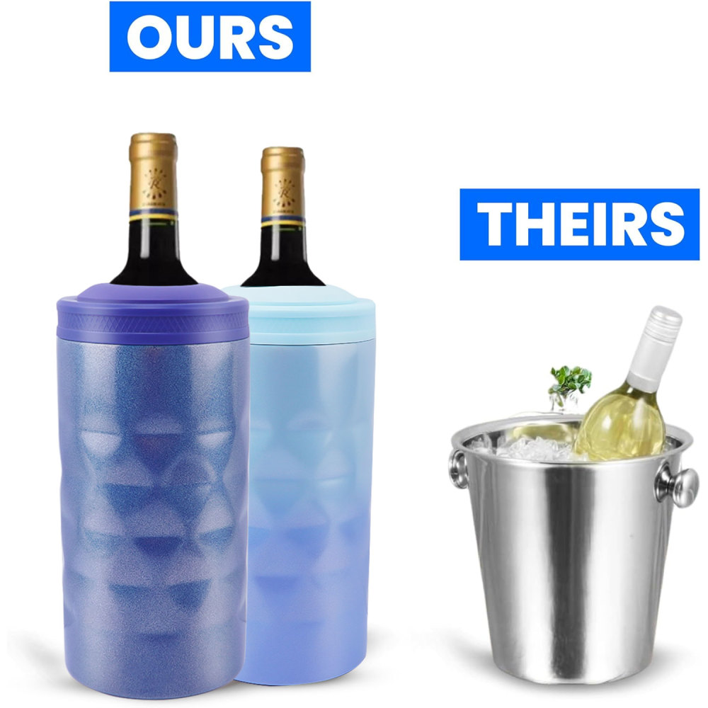 Seau à vin isotherme portable Credrink Wine Cooler - Refroidisseur à vin pour bouteilles - Convient aux bouteilles standard de 750 ml - Seau à champagne sans glace - Un cadeau d'hôtesse parfait pour les amateurs de vin