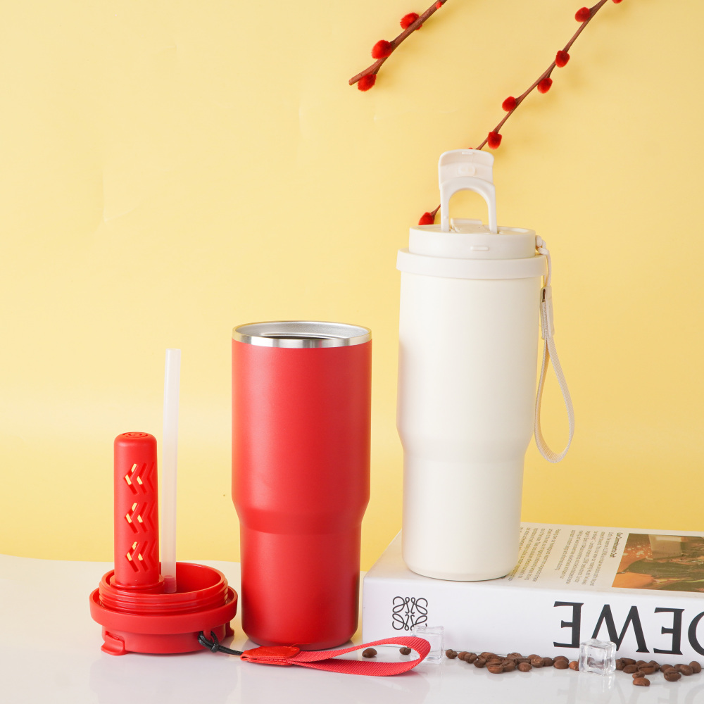 Vaso de viaje Credrink Coffee de 26 oz/780 ml, taza térmica con tapa funcional 2 en 1, a prueba de fugas, para bebidas frías y calientes, taza térmica reutilizable de acero inoxidable.