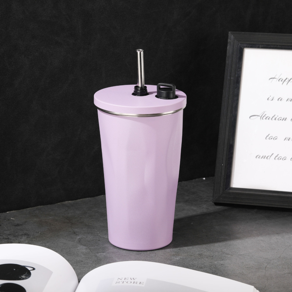 Credrink Coffee Travel tumbler 16oz Insulated Coffee Mug with Lid Leak proof Coffee Thermos Coffee Tumbler with straw for Hot Cold Drinks Stainless Steel Reusable Thermal Cup