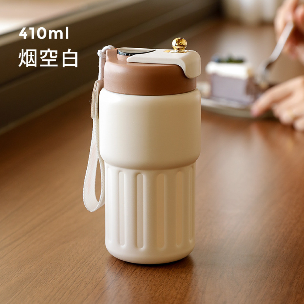 Credrink 410 ml Affichage LED Température Tasse à café de voyage Tasse à café isolée avec couvercle Thermos à café anti-fuite Gobelet à café pour boissons chaudes et froides Tasse thermique réutilisable en acier inoxydable