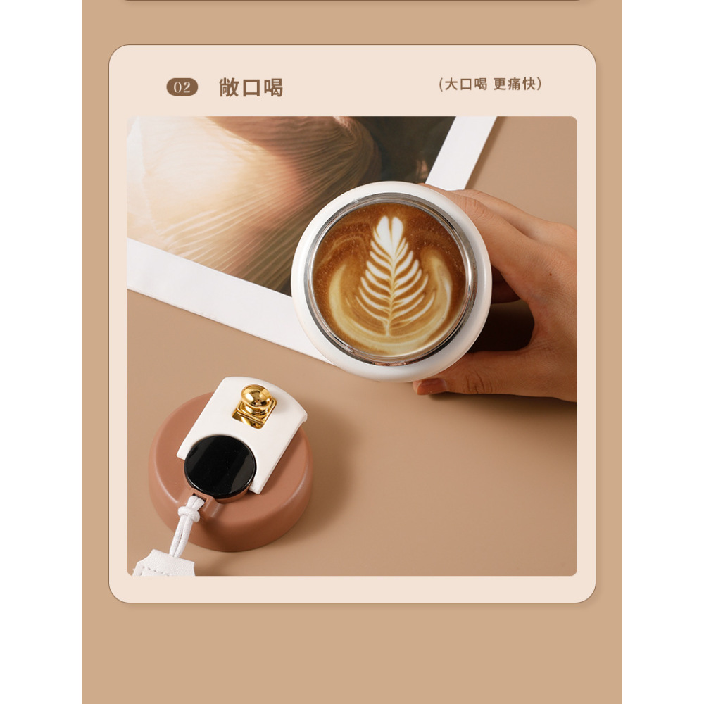 Credrink 410 ml Affichage LED Température Tasse à café de voyage Tasse à café isolée avec couvercle Thermos à café anti-fuite Gobelet à café pour boissons chaudes et froides Tasse thermique réutilisable en acier inoxydable