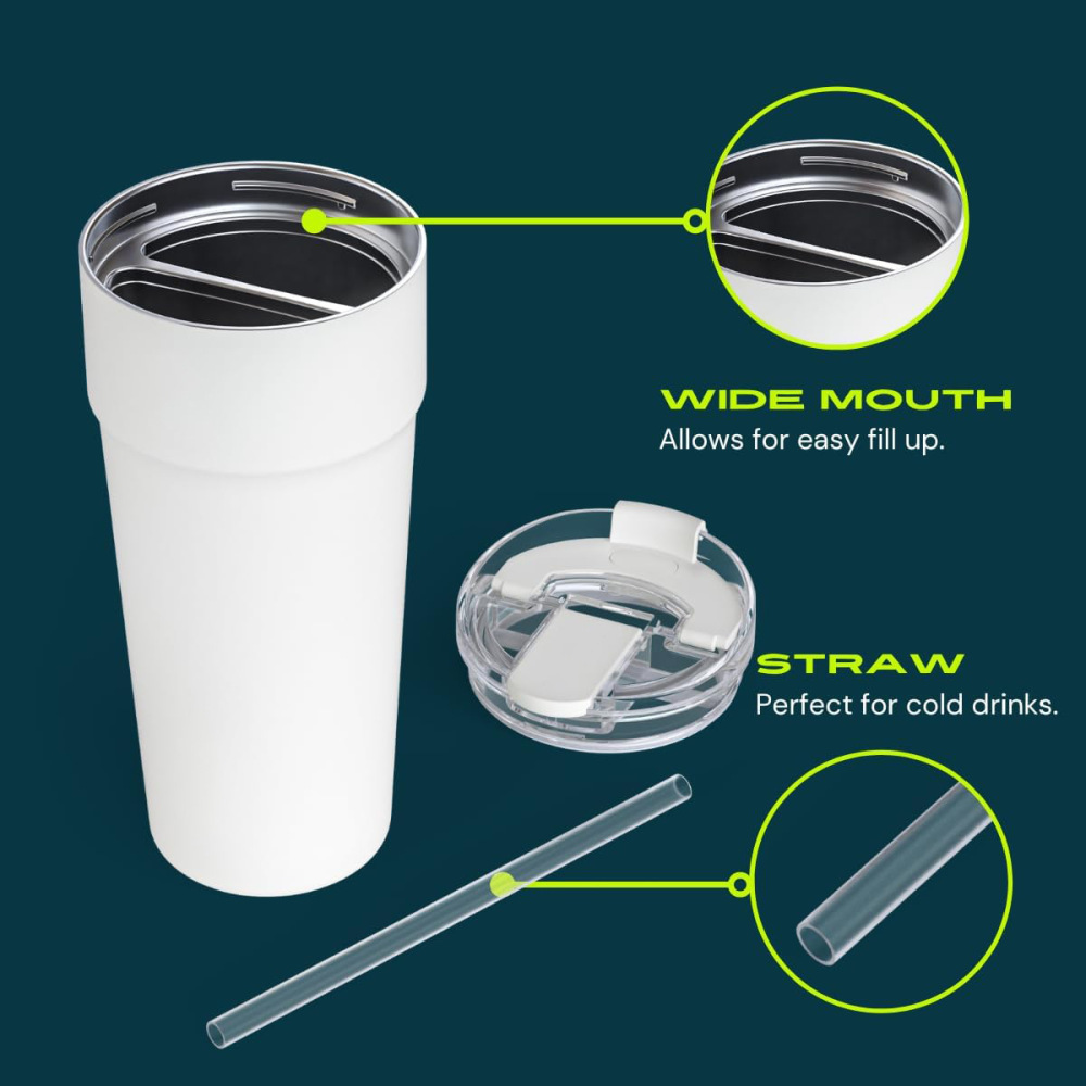 Vaso de café de doble pared Credrink para dos bebidas, taza de café aislada con tapa, termo de café a prueba de fugas, vaso de café para bebidas frías y calientes, taza térmica reutilizable de acero inoxidable