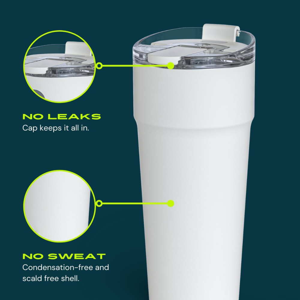 Vaso de café de doble pared Credrink para dos bebidas, taza de café aislada con tapa, termo de café a prueba de fugas, vaso de café para bebidas frías y calientes, taza térmica reutilizable de acero inoxidable