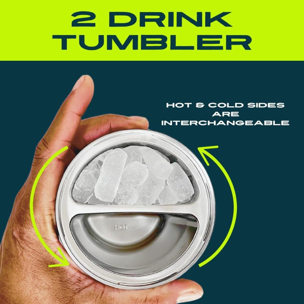 Vaso de café de doble pared Credrink para dos bebidas, taza de café aislada con tapa, termo de café a prueba de fugas, vaso de café para bebidas frías y calientes, taza térmica reutilizable de acero inoxidable