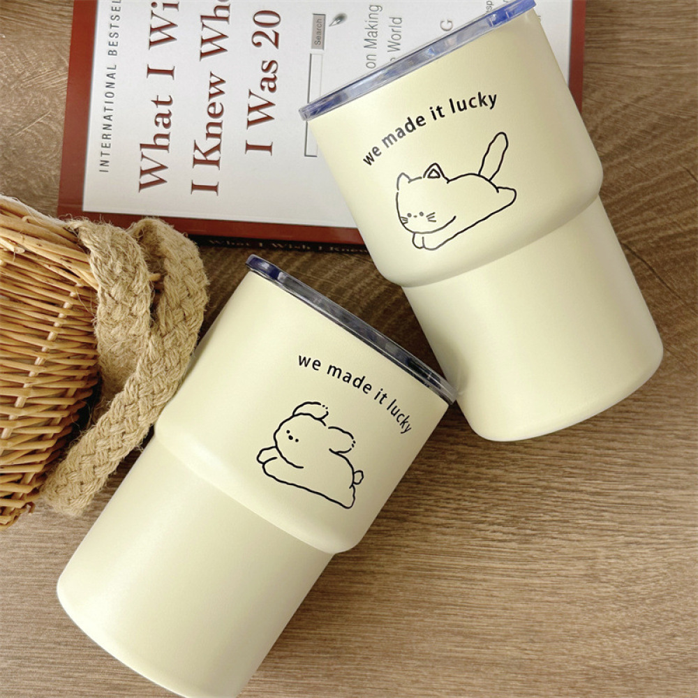 Стакан для кофе Credrink 500 мл с симпатичным дизайном, двойной стенкой, вакуумной изоляцией и герметичной крышкой