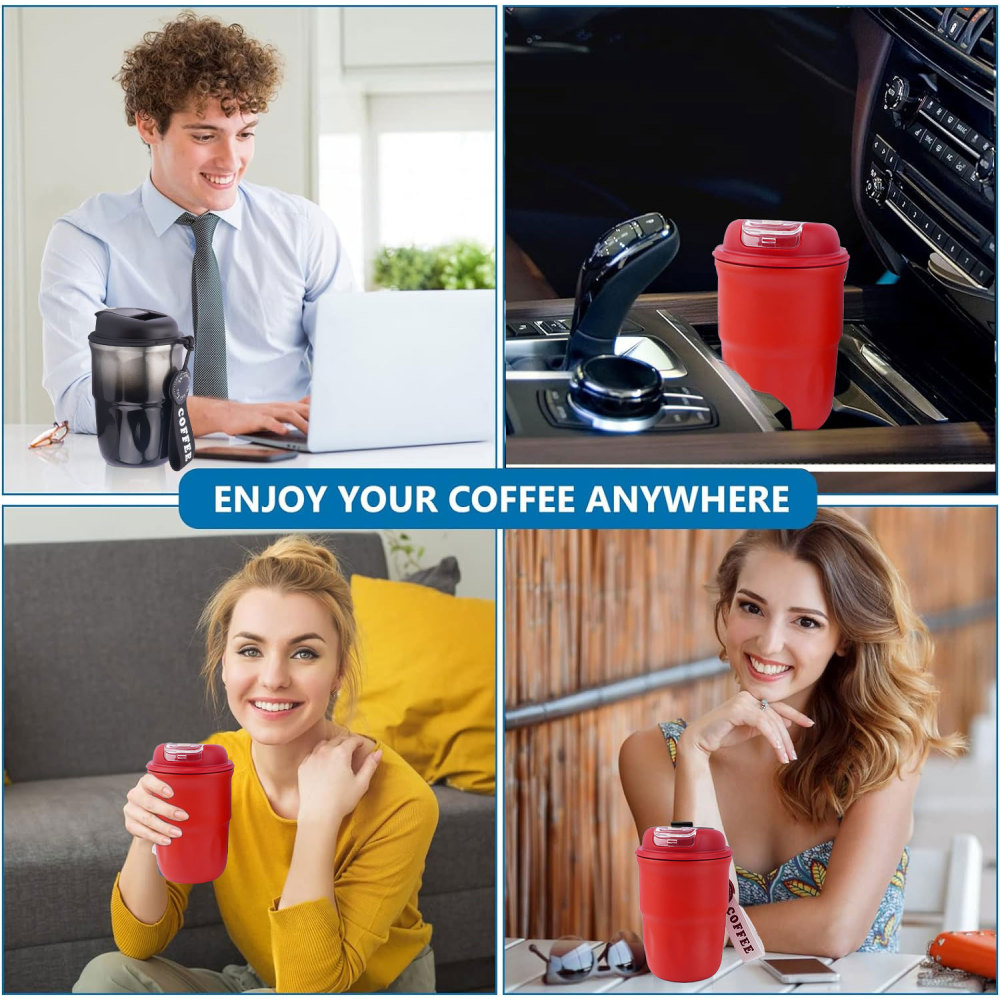 Credrink 320ml Coffee Travel tumbler Insulated Coffee Mug with Lid Leak proof Coffee Thermos Coffee Tumbler for Hot Cold Drinks Stainless Steel Reusable Thermal Cup