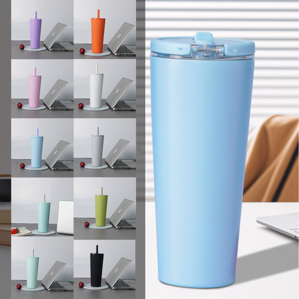 Credrink 710ml 850ml 커피 여행용 텀블러 손잡이 뚜껑이 있는 단열 커피 머그잔 누수 방지 커피 보온병 따뜻한 차가운 음료용 스테인리스 스틸 재사용 가능 보온 컵 빨대 뚜껑 포함