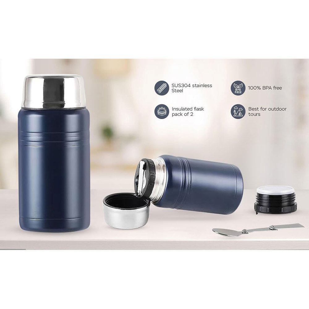 Récipient alimentaire isotherme Credrink 25 et 17 oz Jusqu'à 12 h de chaud et 24 h de froid Pot et cuillère isothermes en acier inoxydable 316 pour aliments chauds et soupes pour adultes