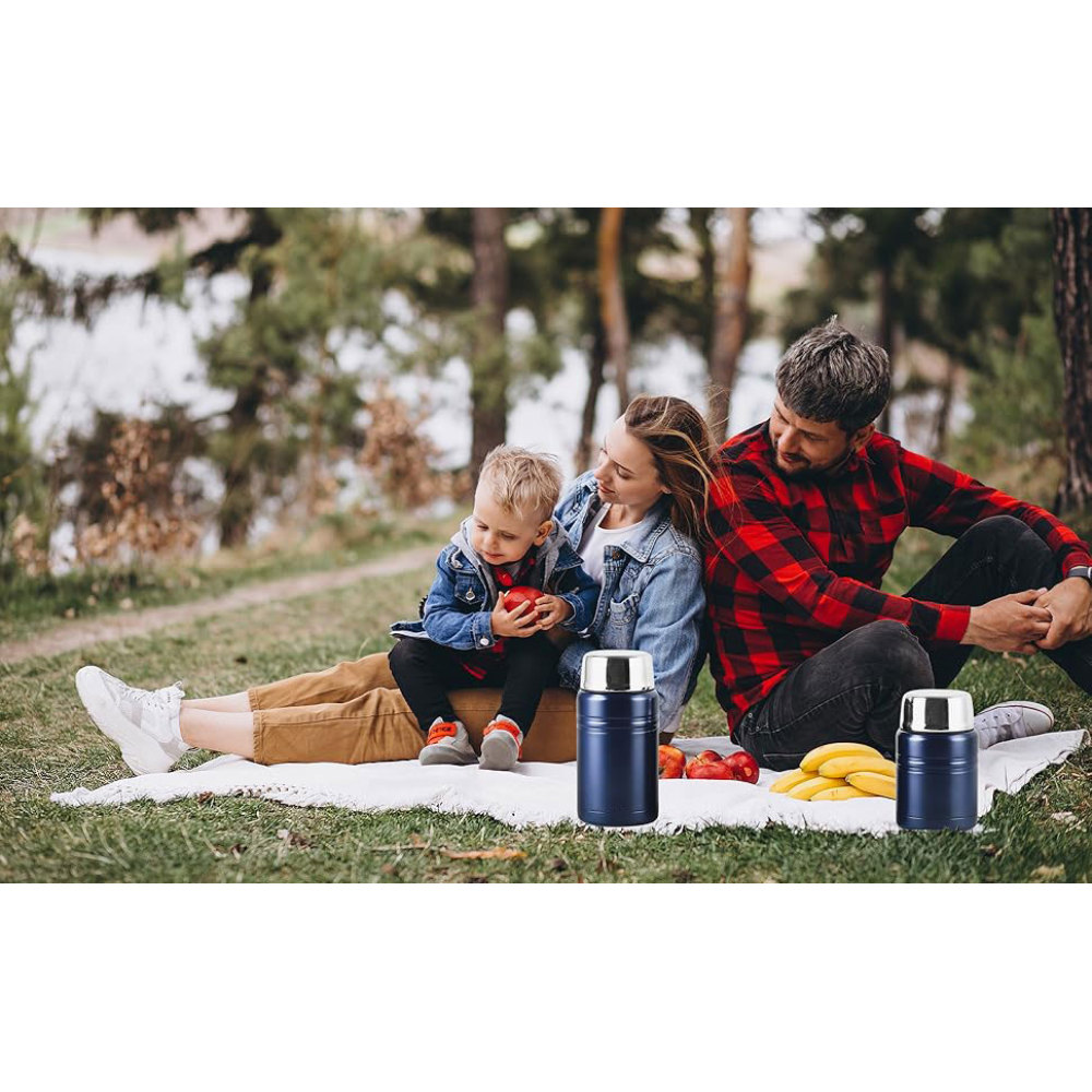 Récipient alimentaire isotherme Credrink 25 et 17 oz Jusqu'à 12 h de chaud et 24 h de froid Pot et cuillère isothermes en acier inoxydable 316 pour aliments chauds et soupes pour adultes