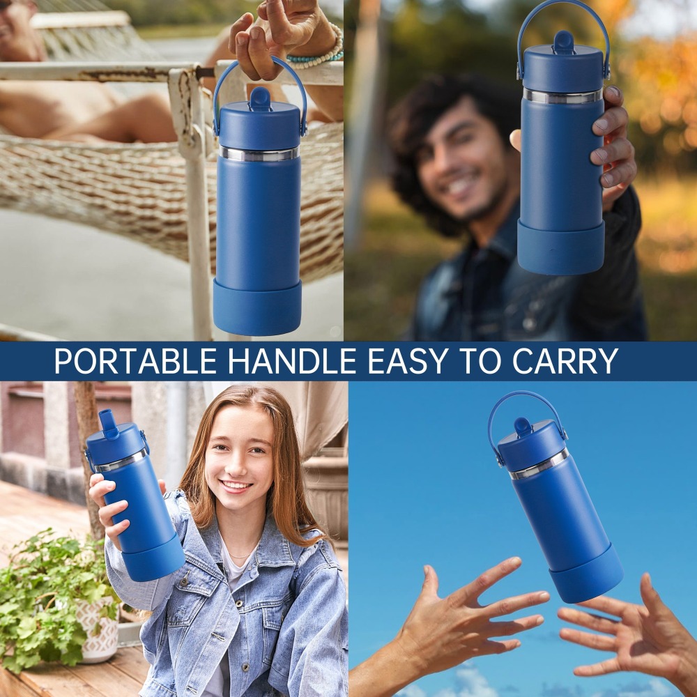 Bouteille d'eau isotherme en acier inoxydable à large ouverture avec couvercle à paille étanche et refermable pour boissons froides, gourde de sport, voyage, voiture et école