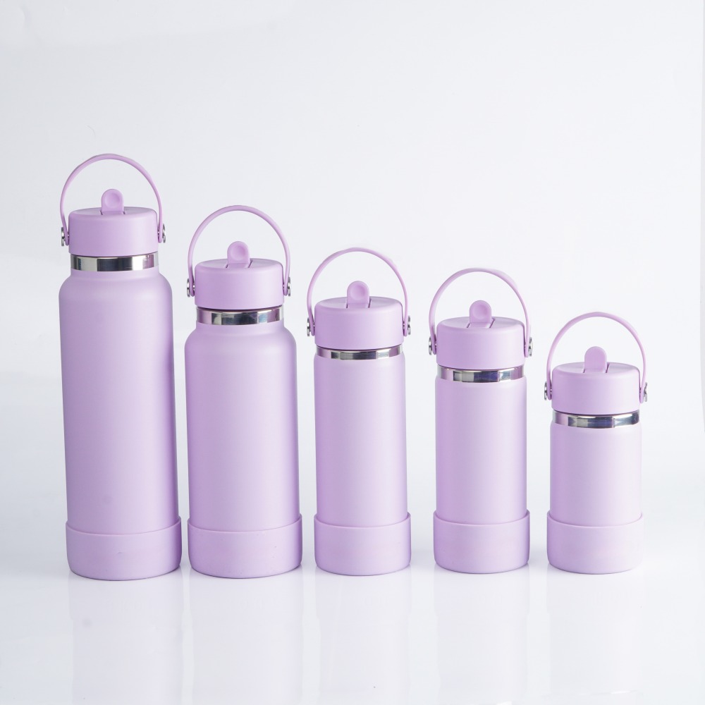 Bouteille d'eau isotherme en acier inoxydable avec couvercle à paille refermable et étanche pour boissons froides, sport, voyage, voiture et école