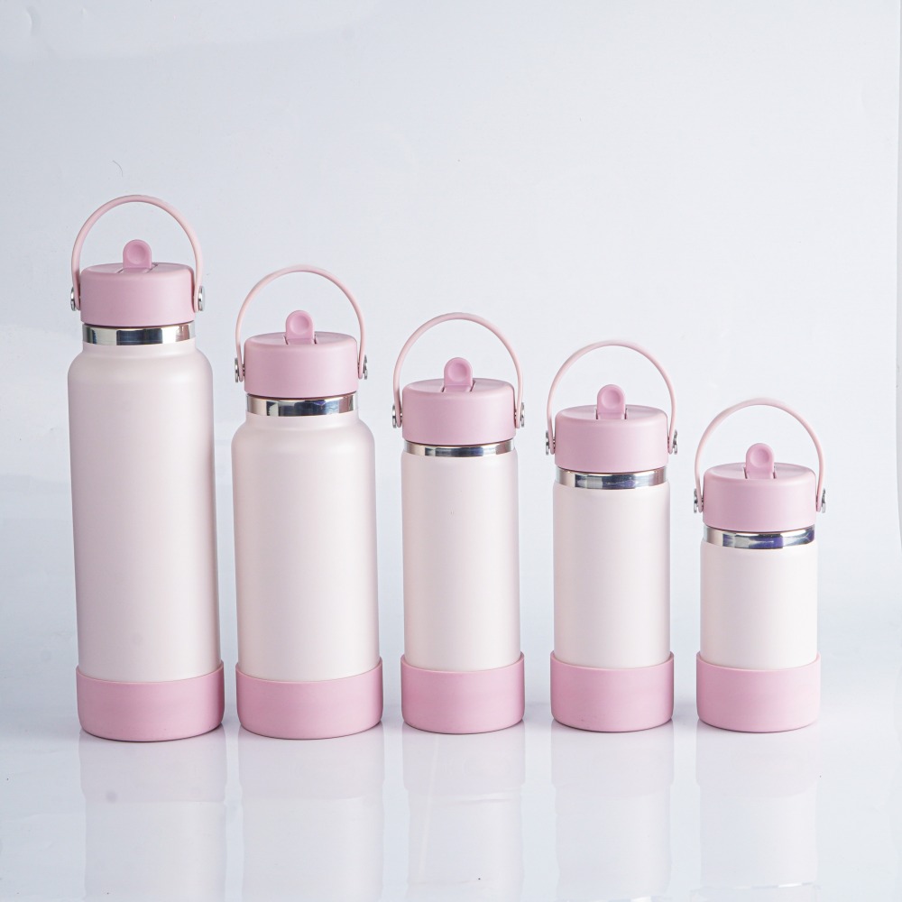 Bouteille d'eau isotherme en acier inoxydable avec couvercle à paille refermable et étanche pour boissons froides, sport, voyage, voiture et école