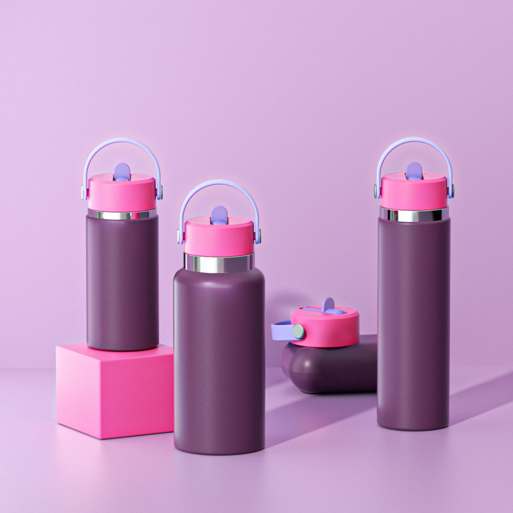 Bouteille d'eau isolée sous vide en acier inoxydable à large ouverture HYDRO FLASK de Credrink en gros avec couvercle à paille refermable étanche pour boissons d'eau froide, sport, voyage, voiture et école