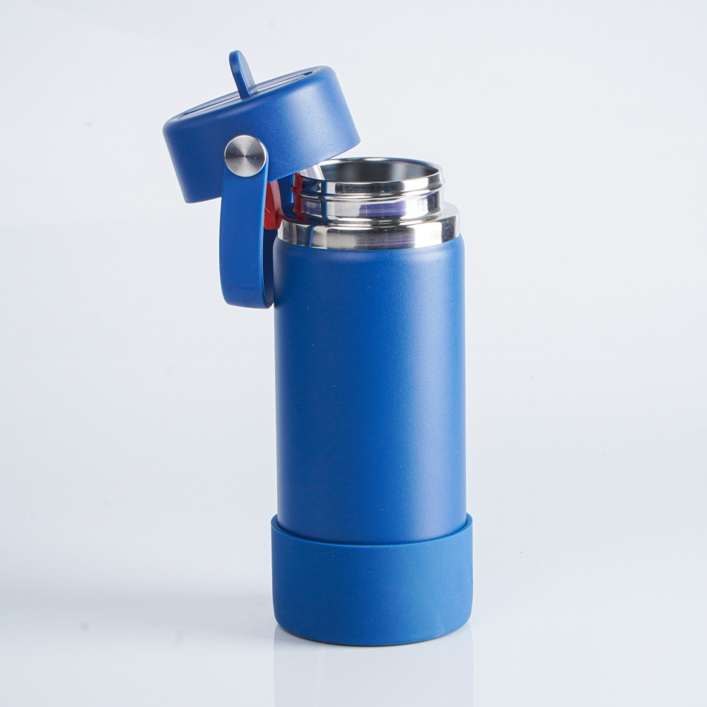 Bouteille d'eau isotherme en acier inoxydable à large ouverture avec couvercle à paille étanche et refermable pour boissons froides, gourde de sport, voyage, voiture et école