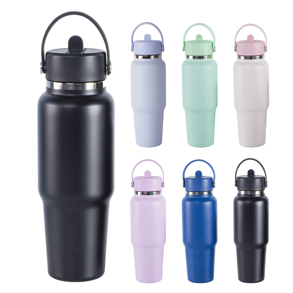 Credrink wholesale HYDRO FLASK Wide Mouth 32oz Wide Flex Straw Travel Bottle Trillium vacuum flask insulated stainless steel water bottle with leakproof closeable straw lid for cold water drinks sports travel